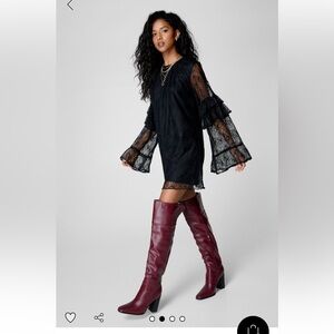 NWT Nasty Gal lace ruffle fluted sleeve tunic dress